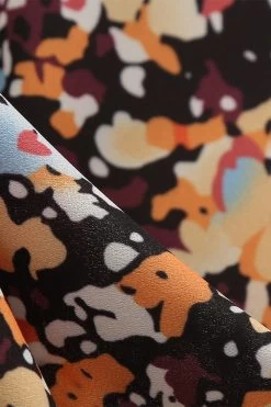 V Hals Floral 1950s Vintage Jurk -Jurken Korting Winkel CGZL221341 Black Floral 6