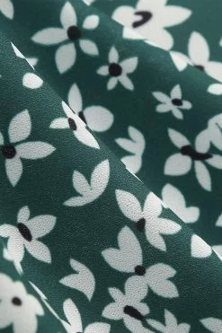 V Hals Floral 1950s Vintage Jurk -Jurken Korting Winkel CGZL221341 Dark Green 6