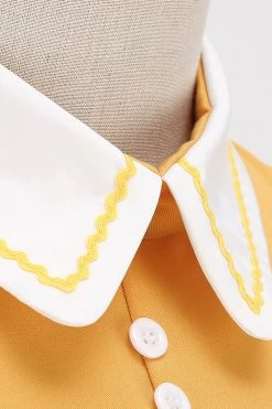 Lichtblauwe Jaren 1950 Vintage Jurk Met Mouwen -Jurken Korting Winkel CGZL221816 Yellow 4