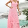 Roze Kant Lange Bruiloft Gast Jurk -Jurken Korting Winkel CGZL2218685 Pink 1 first