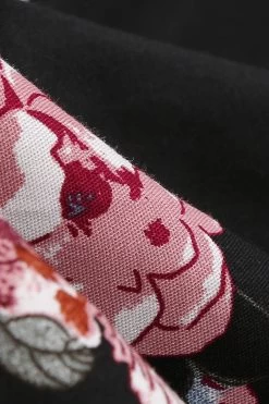 Zwarte Vintage Jurk Met Bloemenprint En Riem 8 Zwarte Vintage Jurk Met Bloemenprint En Riem -Jurken Korting Winkel CGZL2218712 Black 4