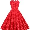 Retro Stijl Halter Rode Polka Dots 1950s Jurk 2 Retro Stijl Halter Rode Polka Dots 1950s Jurk -Jurken Korting Winkel CGZL2218860 Red 1 first