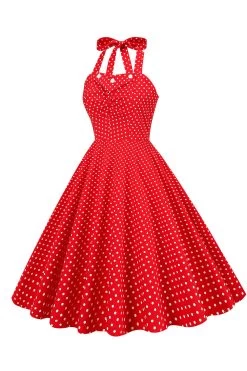 Retro Stijl Halter Rode Polka Dots 1950s Jurk -Jurken Korting Winkel CGZL2218860 Red 3