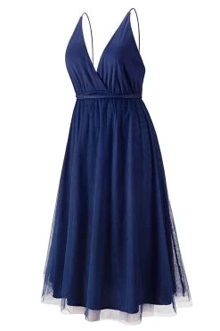 Eenvoudige Diepe V-hals Groene Feestjurk -Jurken Korting Winkel CGZL2218891 Navy 3