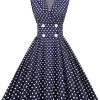 Marine V-Hals Polka Dots 1950s Swing Jurk 1 Marine V-Hals Polka Dots 1950s Swing Jurk -Jurken Korting Winkel CGZL2218907 Navy 1 first