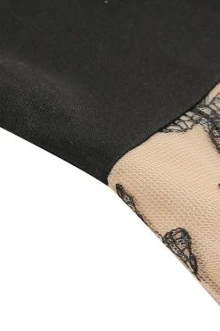 Zwarte V-hals Vintage Jaren 1950 Jurk Met Appliques -Jurken Korting Winkel CGZL2218927 Black 5