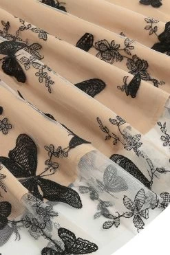 Zwarte V-hals Vintage Jaren 1950 Jurk Met Appliques -Jurken Korting Winkel CGZL2218927 Black 6