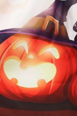 Vintage Ronde Hals Kant Paneel Print Halloween Jurk -Jurken Korting Winkel CGZL2218949 Orange 4