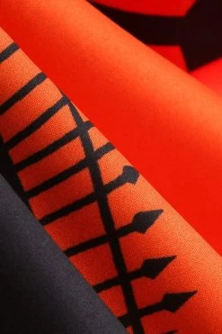 Vintage Ronde Hals Kant Paneel Print Halloween Jurk -Jurken Korting Winkel CGZL2218949 Orange Red 4