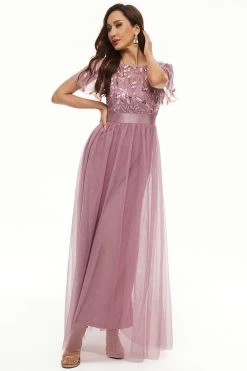 Pailletten Tulle Moeder Van Bruid Jurk -Jurken Korting Winkel CGZL2218977 Grey Pink 5