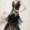 Fringes Pailletten 1920s Jurk -Jurken Korting Winkel CGZL2218982 Black Golden 1 first
