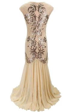 Lange Pailletten 1920s Gatsby Jurk -Jurken Korting Winkel CGZL2218995 Apricot 2