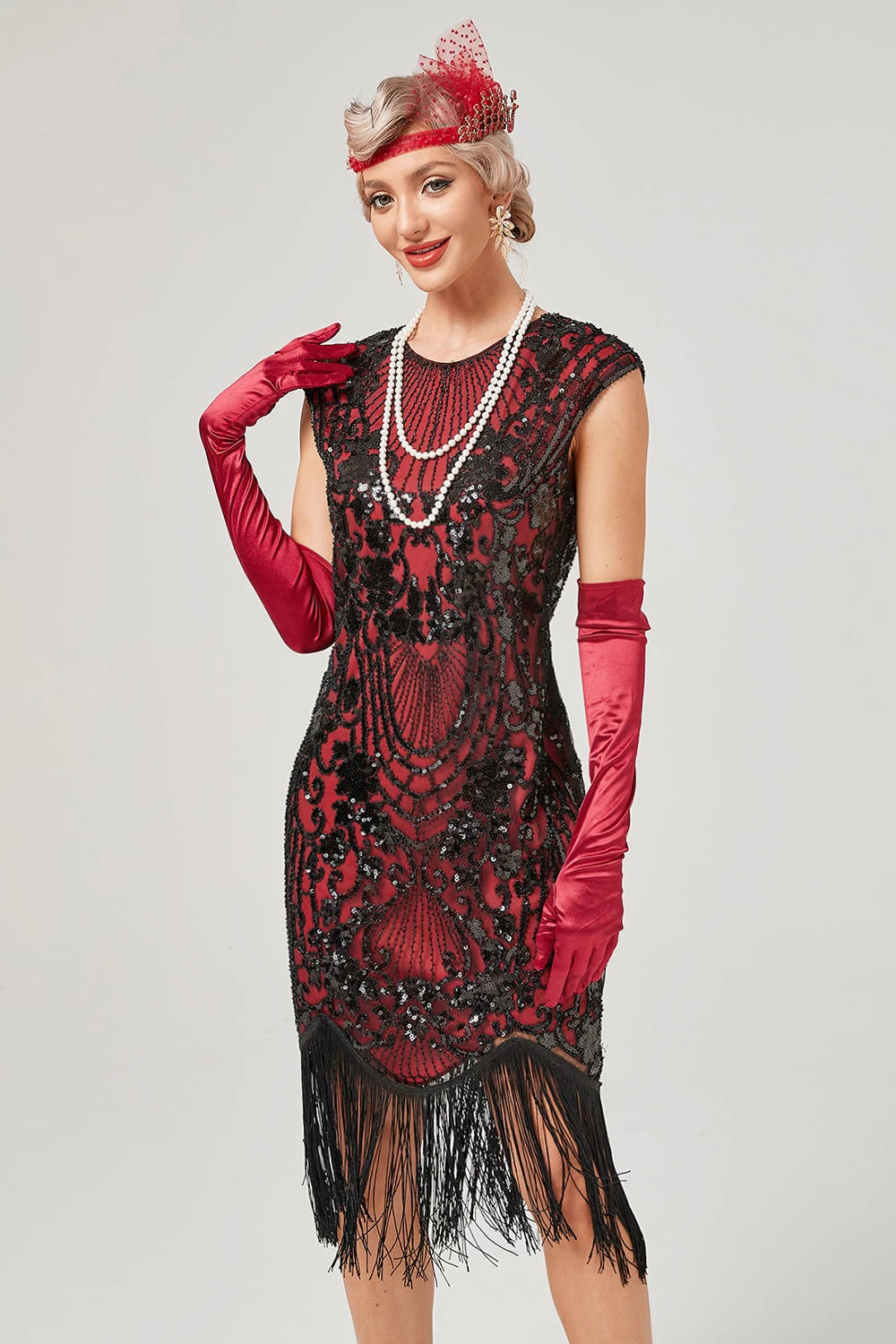 Groene Ronde Hals Gouden Borduurwerk Jaren 1920 Jurk Met Franjes 6 Groene Ronde Hals Gouden Borduurwerk Jaren 1920 Jurk Met Franjes - Afbeelding 4