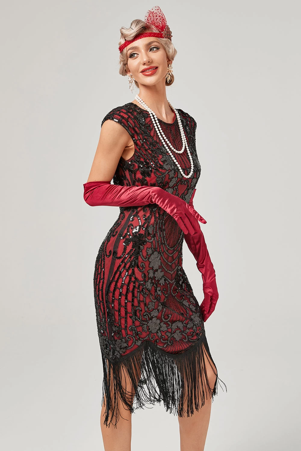 Groene Ronde Hals Gouden Borduurwerk Jaren 1920 Jurk Met Franjes 8 Groene Ronde Hals Gouden Borduurwerk Jaren 1920 Jurk Met Franjes - Afbeelding 6