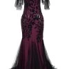 Plus Size Lange Jaren 1920 Flapper Jurk Met Pailletten -Jurken Korting Winkel CGZL222032 20Balck 20Burgundy 1 first