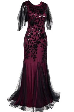 Plus Size Lange Jaren 1920 Flapper Jurk Met Pailletten -Jurken Korting Winkel CGZL222032 20Balck 20Burgundy 3