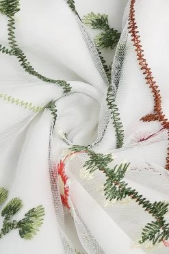 Licht Kaki Borduurwerk Vintage 1950s Jurk -Jurken Korting Winkel CGZL222132 White 4