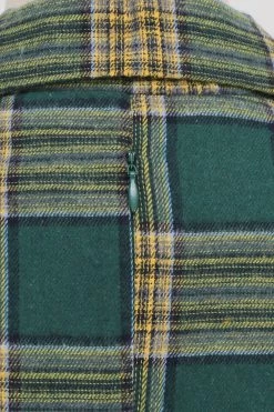 V Hals Green Grid Vintage Jurk Met 3/4 Mouwen -Jurken Korting Winkel CGZL222206 Green Grid 5