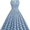 Hepburn Style Polka Dots Blauw 1950s Jurk -Jurken Korting Winkel CGZL231016 Blue 1 first