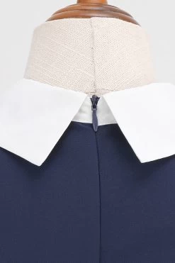Jewel Neck Navy Jaren 1950 Jurk Met Bowknot -Jurken Korting Winkel CGZL231020 Navy 5