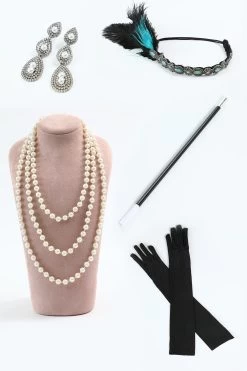 Hoofddeksel Drop Oorbellen Vijf Stuks 1920s Party Accessoires Set