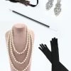 Zwart Gouden Vijf Stukken 1920s Party Accessoires Set