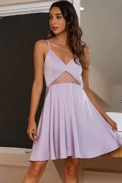 A Line Spaghetti Straps Licht Paarse Afstudeerjurk -Jurken Korting Winkel CGZL231245 Light Purple 3