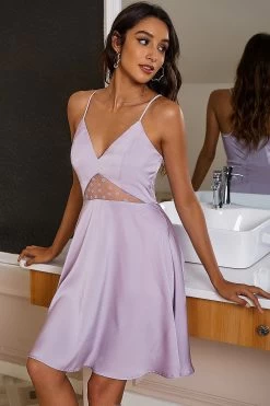 A Line Spaghetti Straps Licht Paarse Afstudeerjurk -Jurken Korting Winkel CGZL231245 Light Purple 5