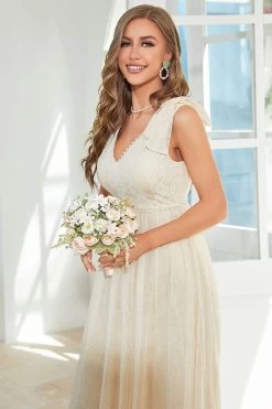 Abrikoos Kant Lange Bruiloft Gast Jurk Met Bowknot -Jurken Korting Winkel CGZL231272 Apricot 3 10 04 2023