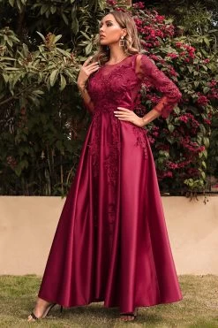 Satijn A Line Moeder Van De Bruid Jurk Met Lange Mouwen 11 Satijn A Line Moeder Van De Bruid Jurk Met Lange Mouwen -Jurken Korting Winkel CGZL231316 Burgundy 7 1 20 4