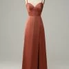 Baksteen Rode Schede Spaghetti Riemen Satijnen Bruidsmeisje Jurk Met Split -Jurken Korting Winkel CR2023412 Brick Red 1 first