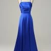 Royal Blue Halter A Line Lange Bruidsmeisje Jurk -Jurken Korting Winkel CR2023413 Royal Blue 1 first