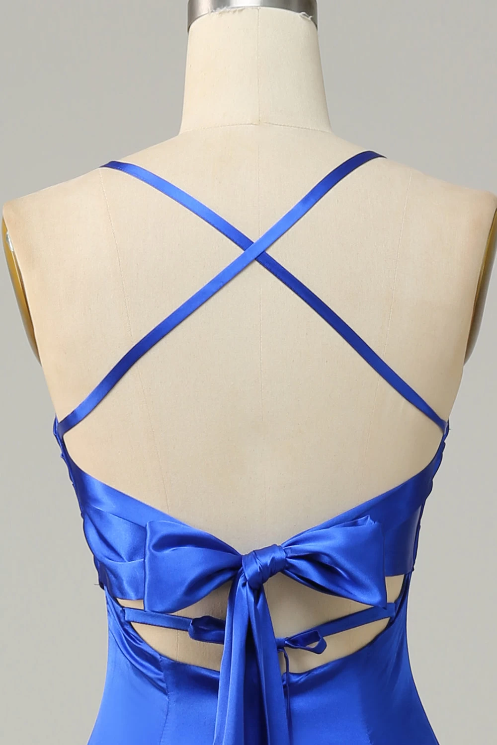 Royal Blue Halter A Line Lange Bruidsmeisje Jurk 8 Royal Blue Halter A Line Lange Bruidsmeisje Jurk - Afbeelding 6