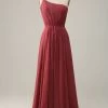 Een Schouder Woestijn Roos A Lijn Lange Bruidsmeisje Jurk -Jurken Korting Winkel CR531 6 Desert Rose 1 first