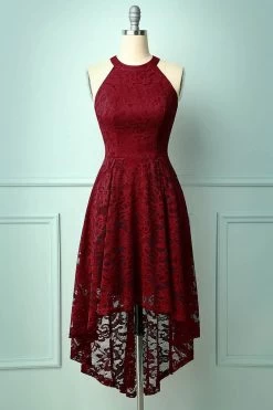 Asymmetrische Kanten Halterjurk 24 Asymmetrische Kanten Halterjurk -Jurken Korting Winkel DS0028DarkRed