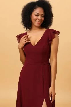 Chiffon Bordeaux Bruidsmeisjesjurk Met Spleet -Jurken Korting Winkel PPDG8105 20Cabernet 20 6