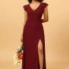 Chiffon Bordeaux Bruidsmeisjesjurk Met Spleet -Jurken Korting Winkel PPDG8105 Cabernet 1