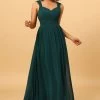 Chiffon Groene Bruidsmeisjesjurk Met Ruches -Jurken Korting Winkel PPHG5302 Pine 1