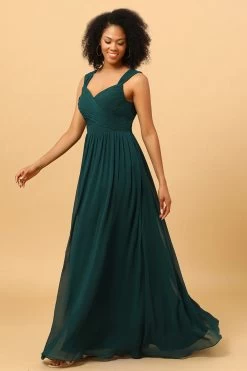 Chiffon Groene Bruidsmeisjesjurk Met Ruches -Jurken Korting Winkel PPHG5302 Pine 4