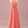 Oranje Chiffon Halter Hals Junior Bruidsmeisje Jurk -Jurken Korting Winkel PPHGHT122Orange 1