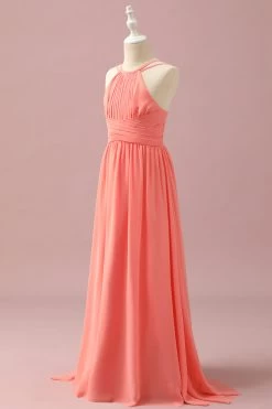 Oranje Chiffon Halter Hals Junior Bruidsmeisje Jurk -Jurken Korting Winkel PPHGHT122Orange 3