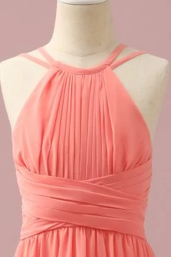 Oranje Chiffon Halter Hals Junior Bruidsmeisje Jurk -Jurken Korting Winkel PPHGHT122Orange 4