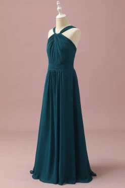 Donkergroen Halter A-Line Junior Bruidsmeisje Jurken -Jurken Korting Winkel PPHGHT123 Dark Green 3