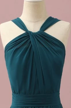 Donkergroen Halter A-Line Junior Bruidsmeisje Jurken -Jurken Korting Winkel PPHGHT123 Dark Green 4