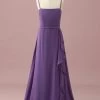 Paarse Chiffon Spaghetti Bandjes Junior Bruidsmeisje Jurk Met Trapsgewijze Ruches -Jurken Korting Winkel PPHGHT127Purple 1