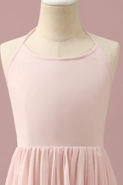 Lichtroze Chiffon Halter High Low Junior Bruidsmeisje Jurk -Jurken Korting Winkel PPHGHT129 Light Pink 4