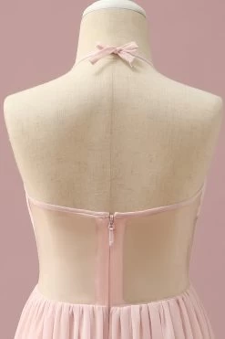 Lichtroze Chiffon Halter High Low Junior Bruidsmeisje Jurk -Jurken Korting Winkel PPHGHT129 Light Pink 5