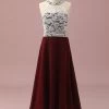 Bordeaux Kant En Chiffon Halter Junior Bruidsmeisje Jurk -Jurken Korting Winkel PPHGHT131 Burgundy 1
