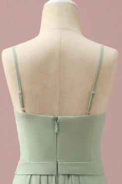 Sage Chiffon Ronde Hals Junior Bruidsmeisje Jurk Met Trapsgewijze Ruches -Jurken Korting Winkel PPHGHT132 Sage 5