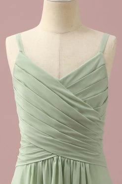 Sage Straps Chiffon Junior Bruidsmeisje Jurk -Jurken Korting Winkel PPHGHT133Sage 4